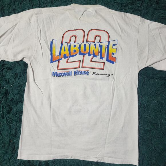 Vintage Labonte 22 Maxwell House NASCAR Tee 90s Racing Graphic Shirt XL - Picture 2 of 7